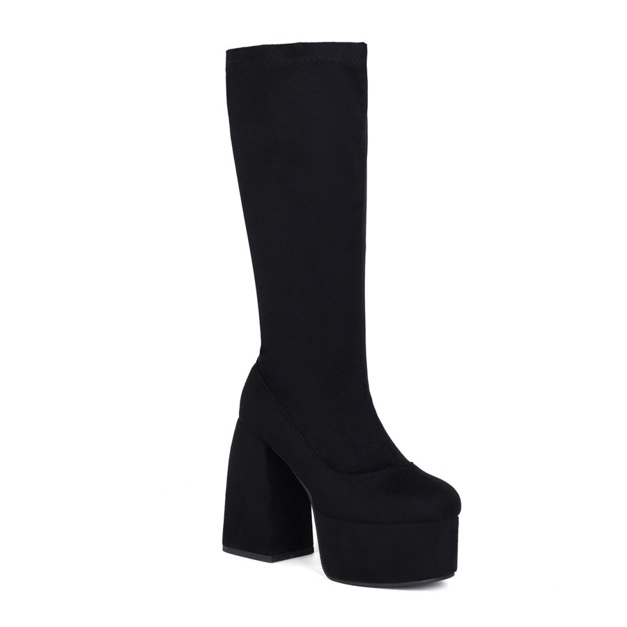 Bota Cano Médio Salto Bloco Preto