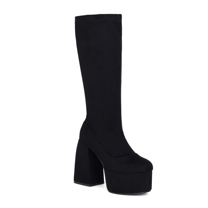 Bota Cano Médio Salto Bloco Preto