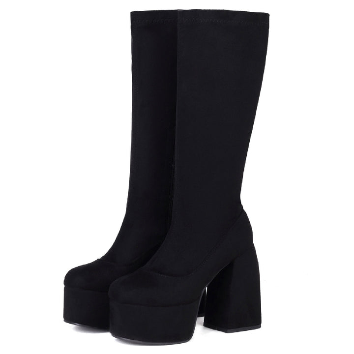 Bota Cano Médio Salto Bloco Preto