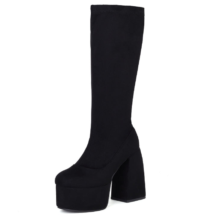 Bota Cano Médio Salto Bloco Preto