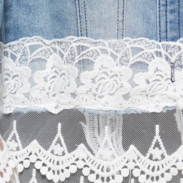 Jaqueta Jeans Renda Pérolas