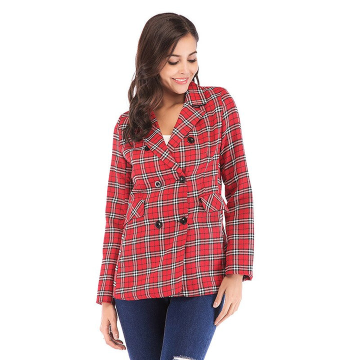 Blazer Xadrez Abotoamento Vermelho