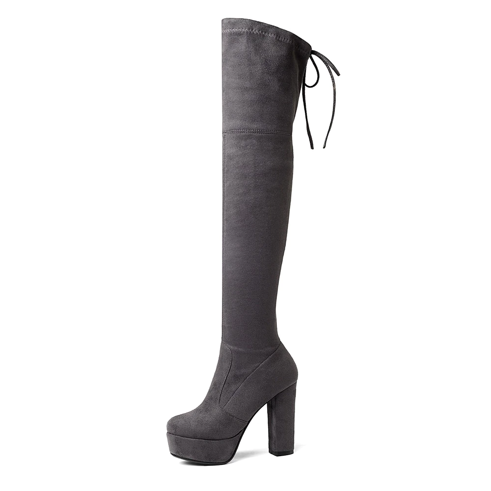 Bota Salto Grosso Over The Knee Suede