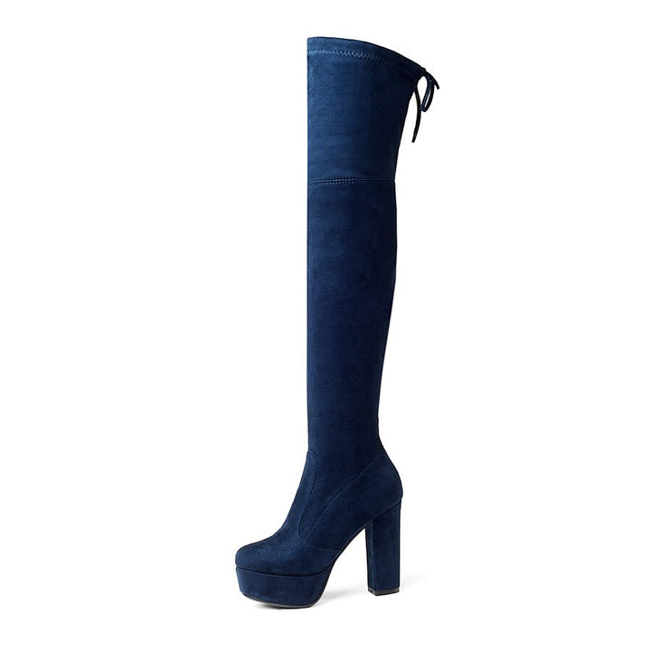 Bota Salto Grosso Over The Knee Suede