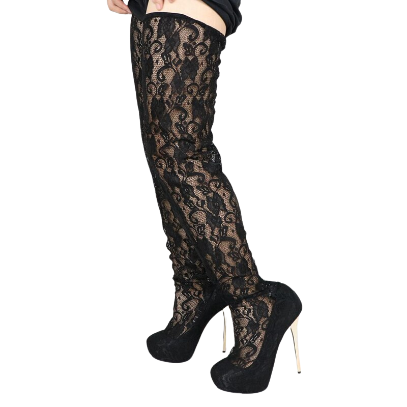 Bota Over The Knee Cano Renda