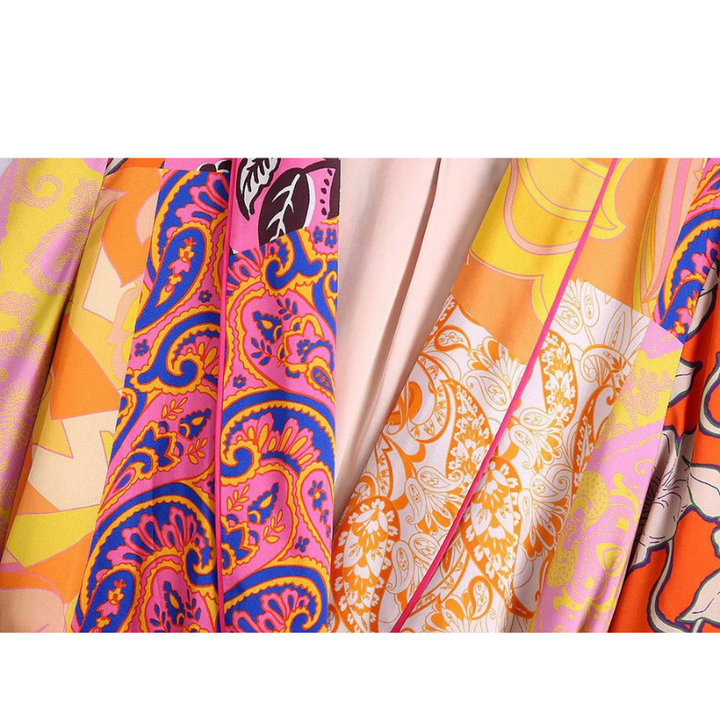 Kimono Feminino Com Faixa Multicor