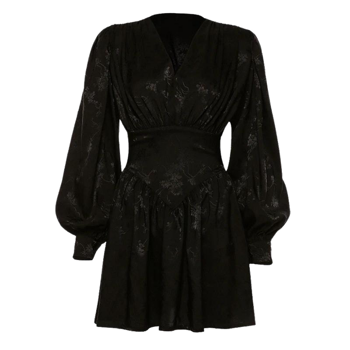 Vestido Curto Manga Bufante Preto