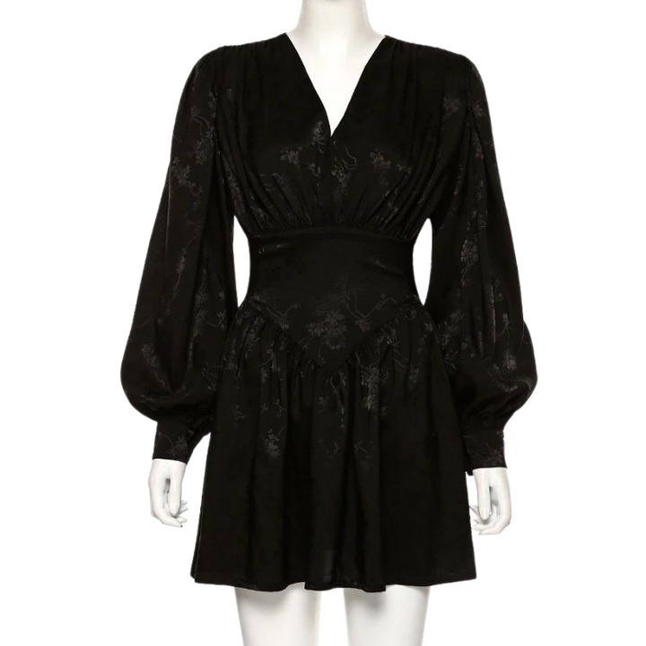 Vestido Curto Manga Bufante Preto