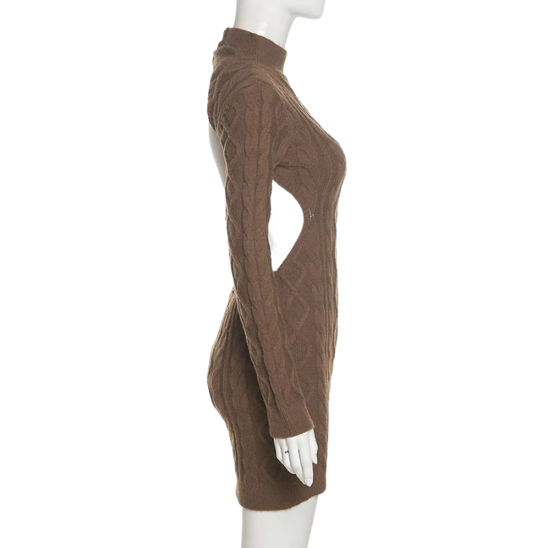 Vestido Tricot Texturizado Decote Costas