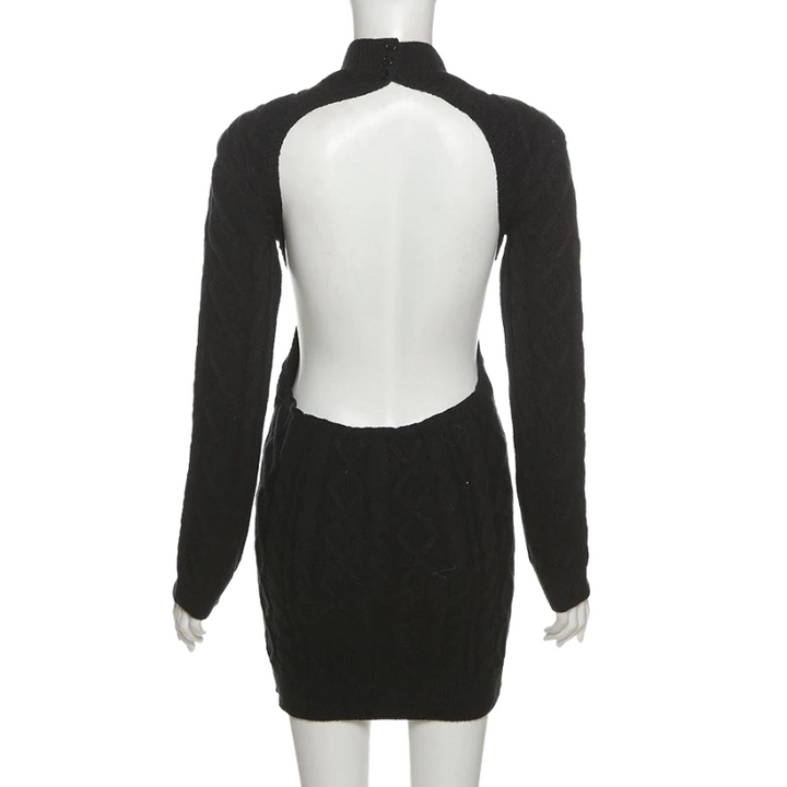 Vestido Tricot Texturizado Decote Costas