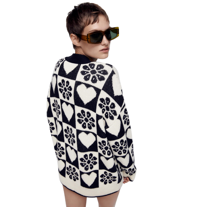 Casaco Oversized Tricot Estampado