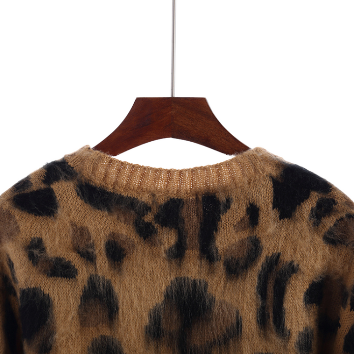 Suéter de Tricô Estampado Animal Print Onça