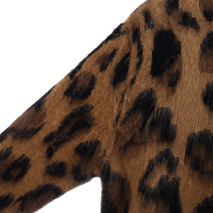 Suéter de Tricô Estampado Animal Print Onça