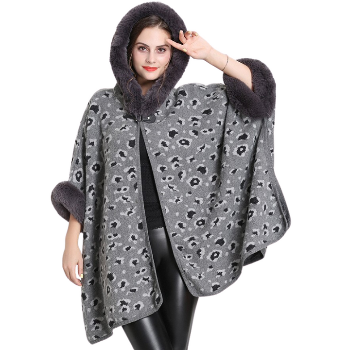Poncho Com Pelos Animal Print