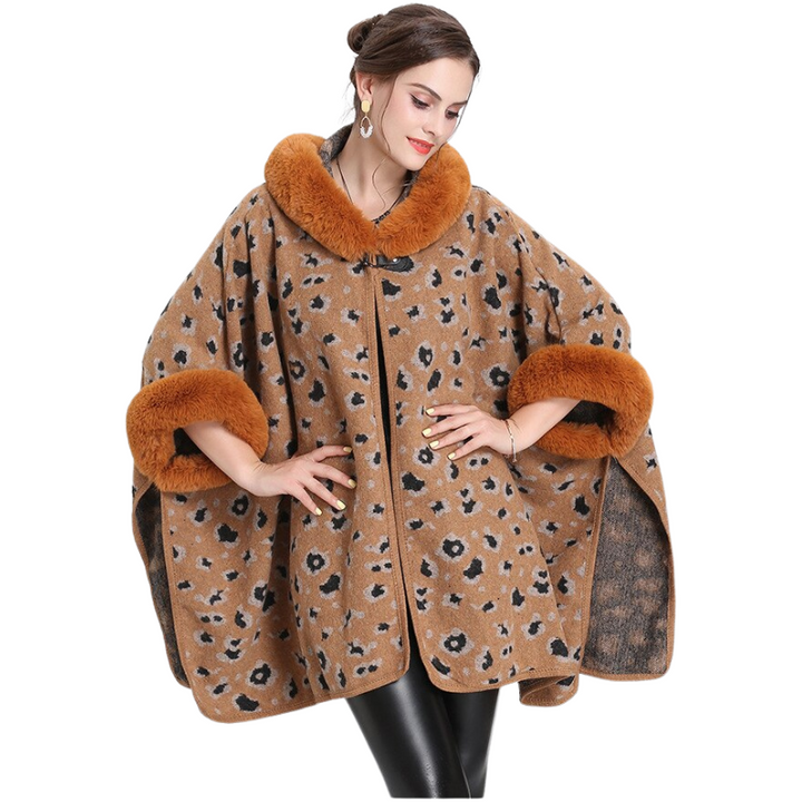 Poncho Com Pelos Animal Print