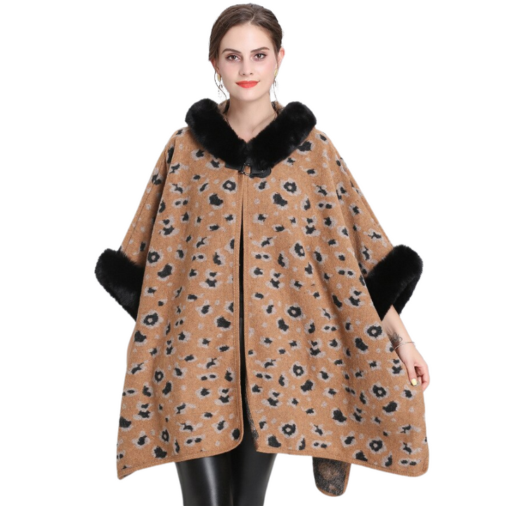 Poncho Com Pelos Animal Print