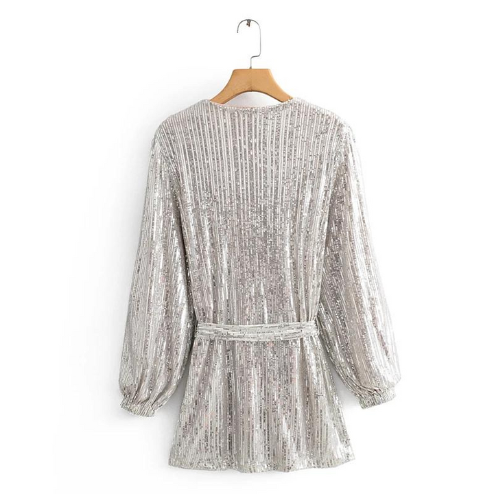 Vestido De Festa Lantejoulas Prata