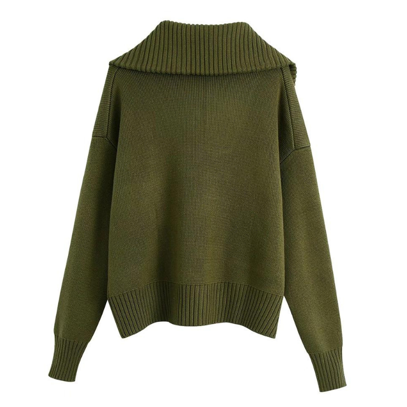 Suéter Tricot Com Bolsos Verde