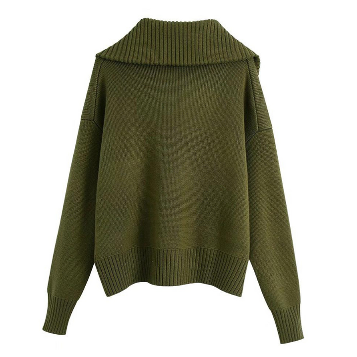 Suéter Tricot Com Bolsos Verde