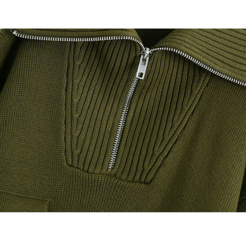 Suéter Tricot Com Bolsos Verde