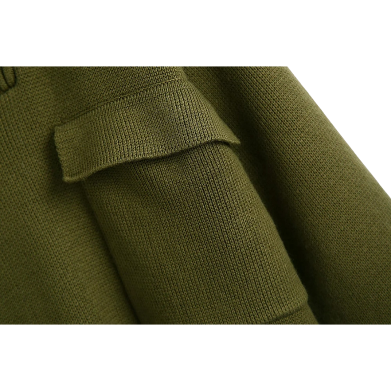 Suéter Tricot Com Bolsos Verde