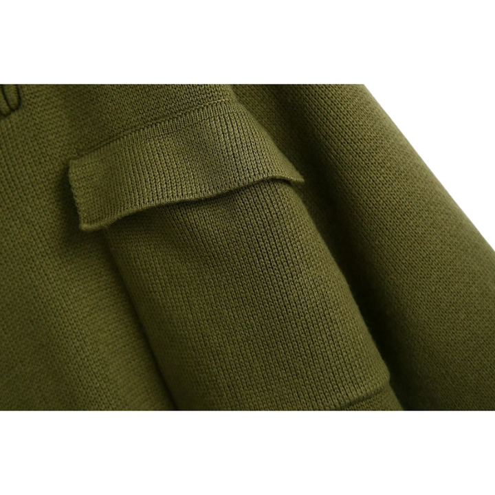 Suéter Tricot Com Bolsos Verde
