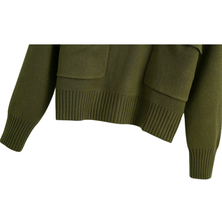 Suéter Tricot Com Bolsos Verde
