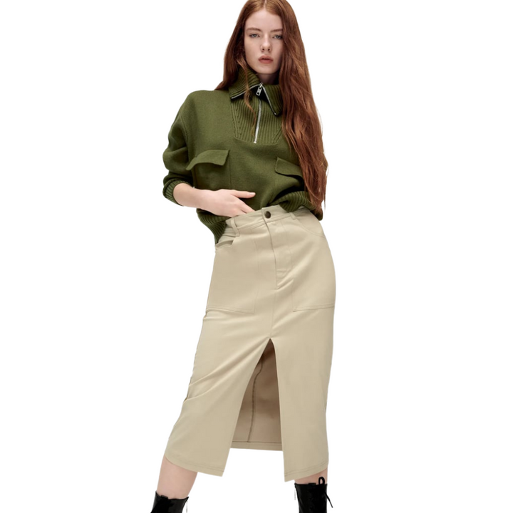 Suéter Tricot Com Bolsos Verde