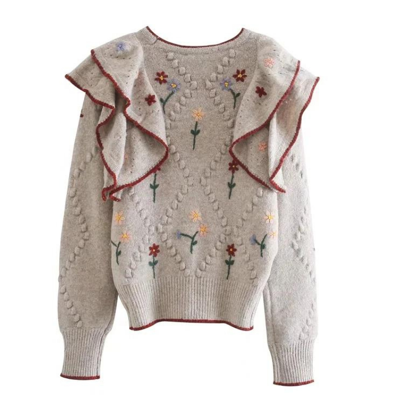 Cardigan Tricô Babado Floral