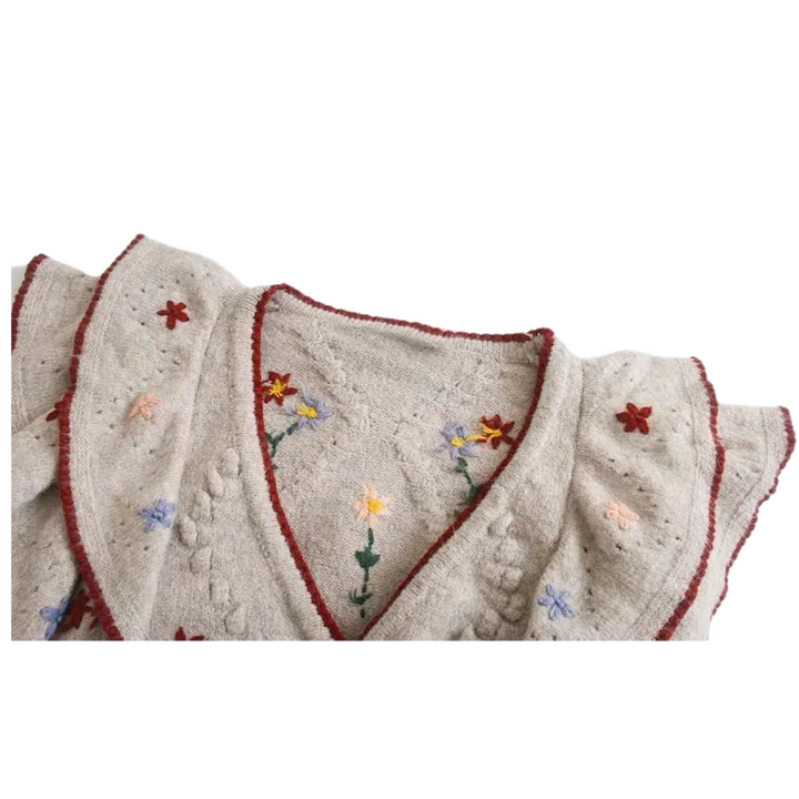 Cardigan Tricô Babado Floral