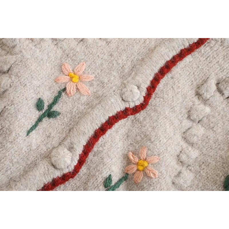 Cardigan Tricô Babado Floral