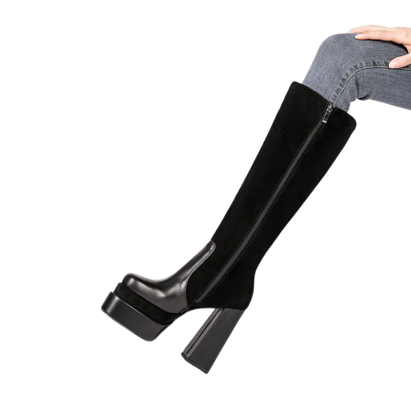 Bota Cano Longo Salto Bloco Meia Pata