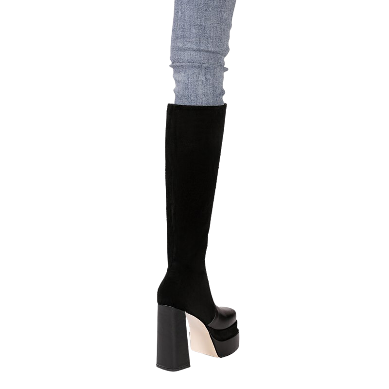 Bota Cano Longo Salto Bloco Meia Pata