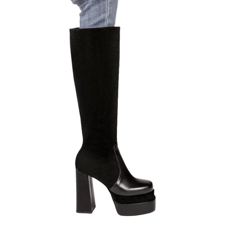 Bota Cano Longo Salto Bloco Meia Pata