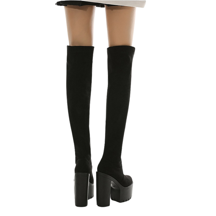 Bota Over The Knee Salto Sola Tratorada Preto