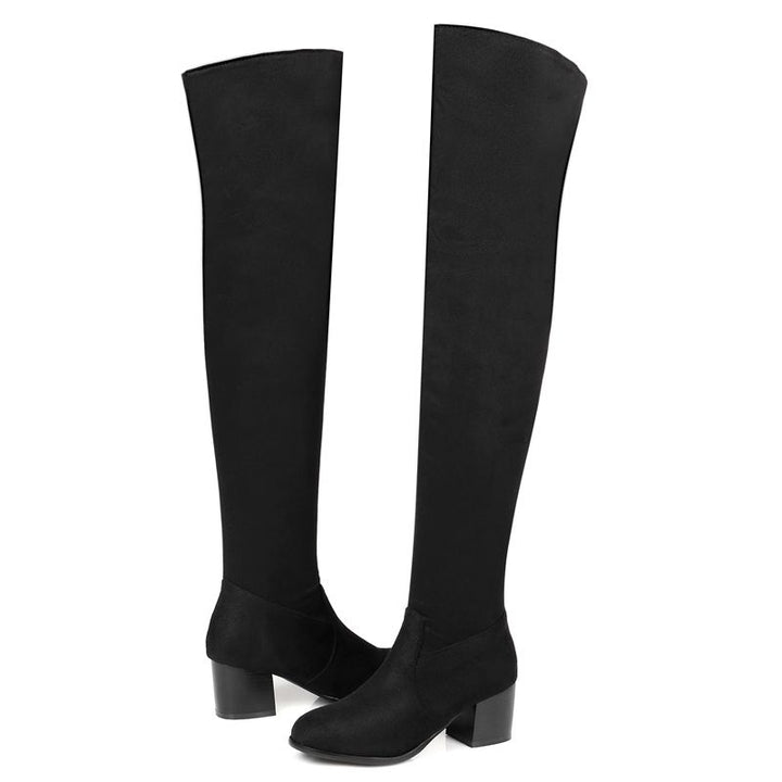 Bota Over The Knee Salto Baixo Suede