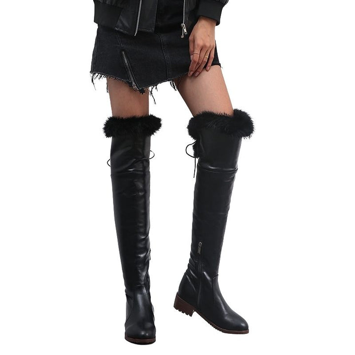 Bota Over The Knee Salto Baixo Pelos