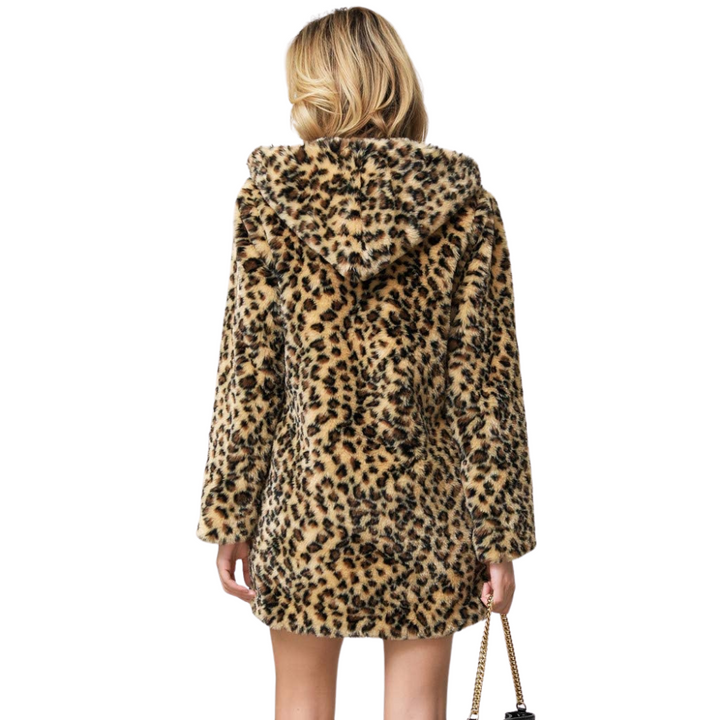 Casaco Feminino Pelo Sintético Animal Print