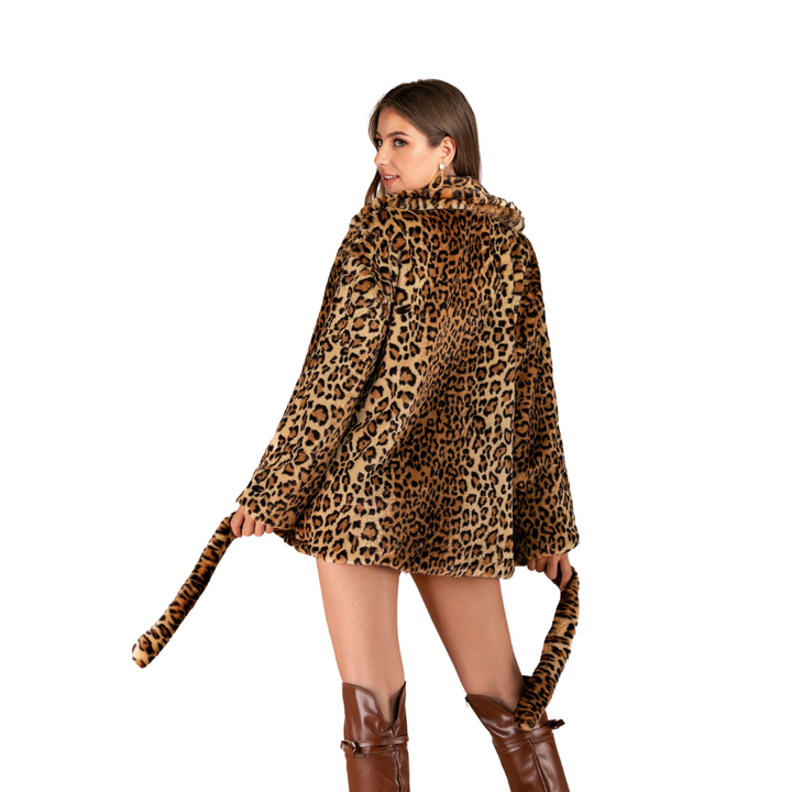Casaco Oversized Pelo Sintético Onça