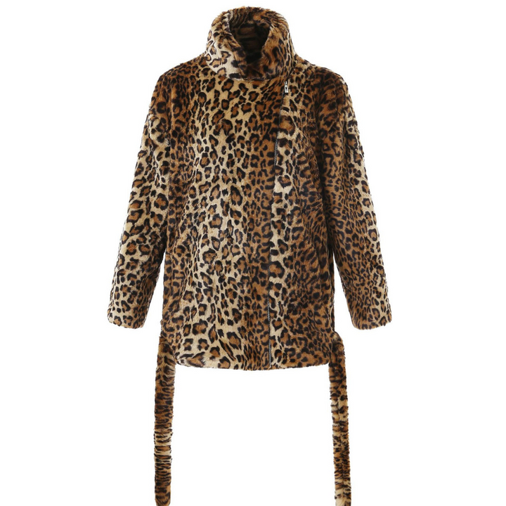 Casaco Oversized Pelo Sintético Onça