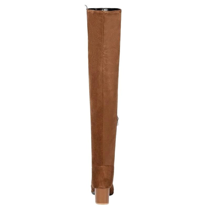 Bota Over The Knee Salto Baixo Suede