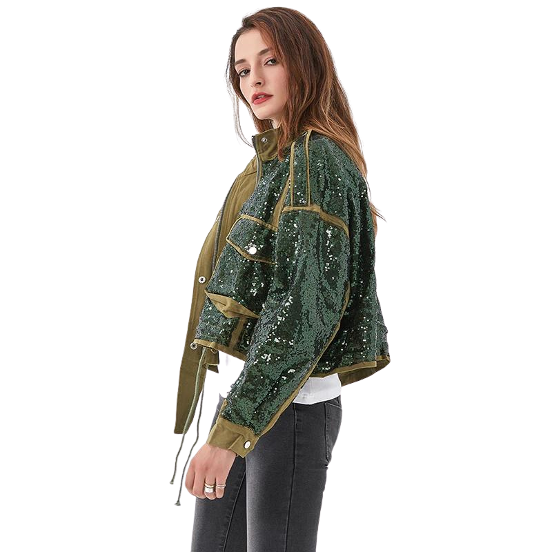 Jaqueta Feminina Lantejoulas Verde