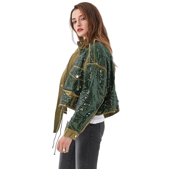 Jaqueta Feminina Lantejoulas Verde
