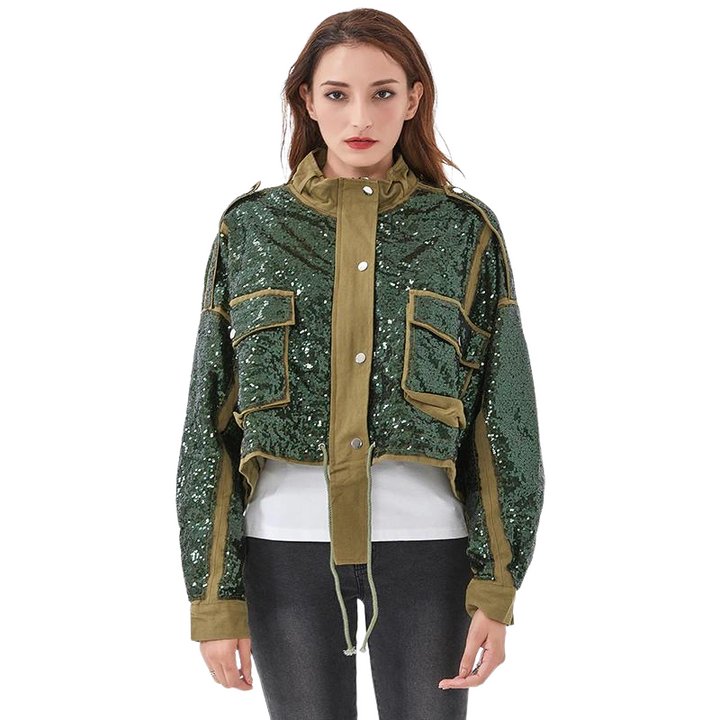 Jaqueta Feminina Lantejoulas Verde