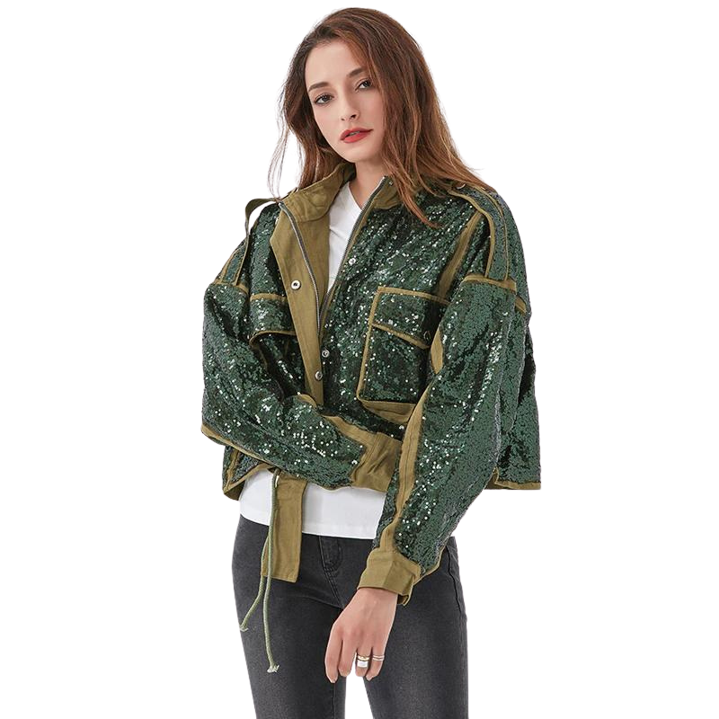 Jaqueta Feminina Lantejoulas Verde