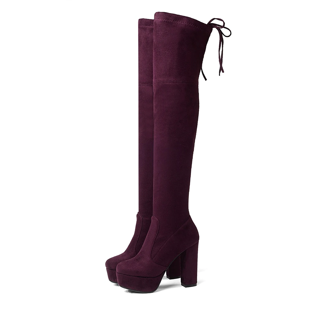 Bota Salto Grosso Over The Knee Suede