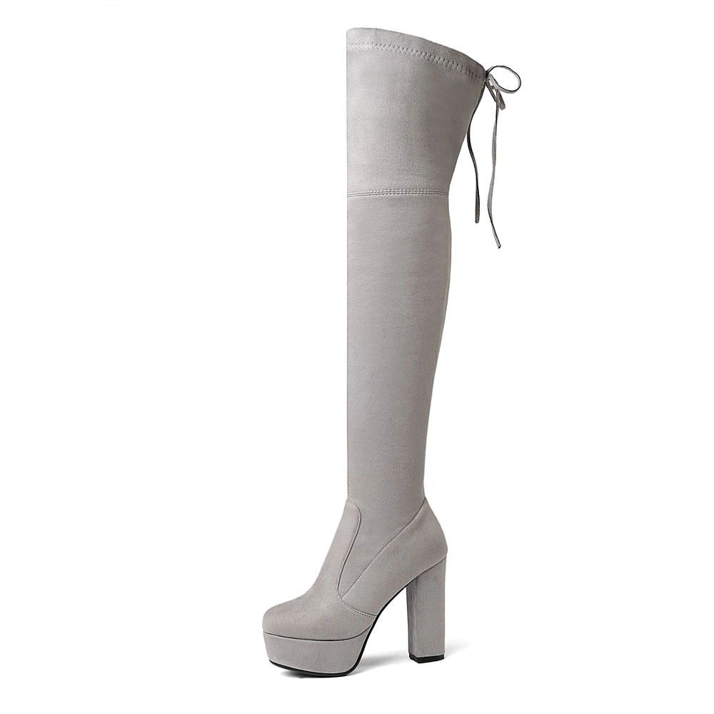 Bota Salto Grosso Over The Knee Suede
