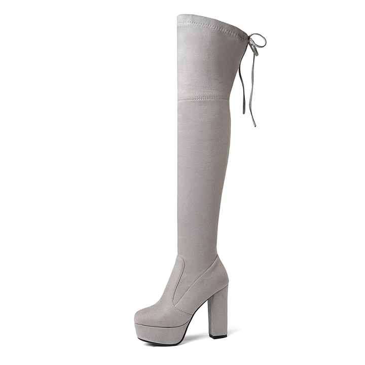 Bota Salto Grosso Over The Knee Suede