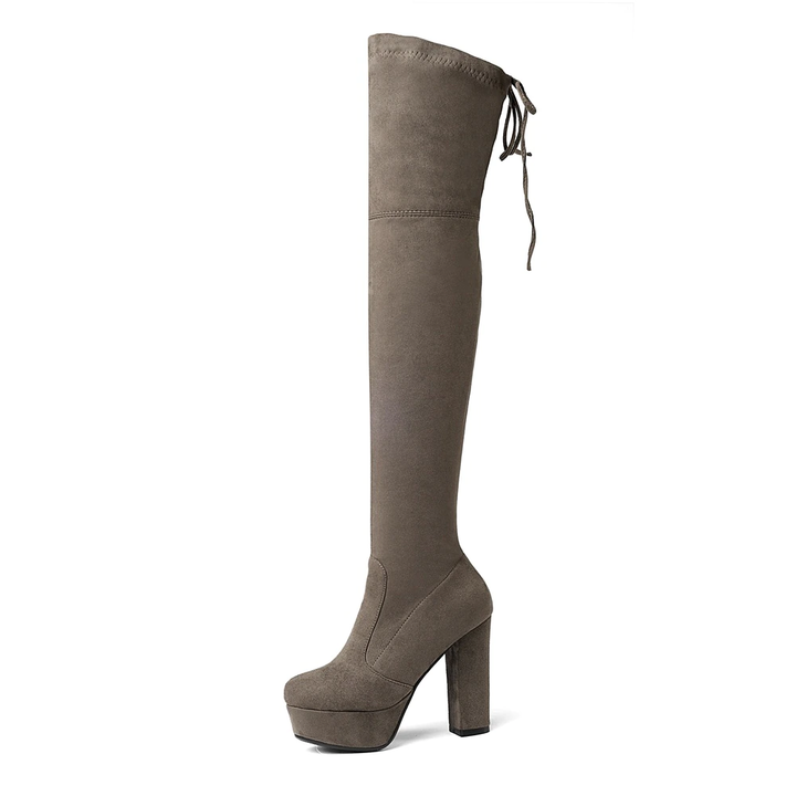 Bota Salto Grosso Over The Knee Suede