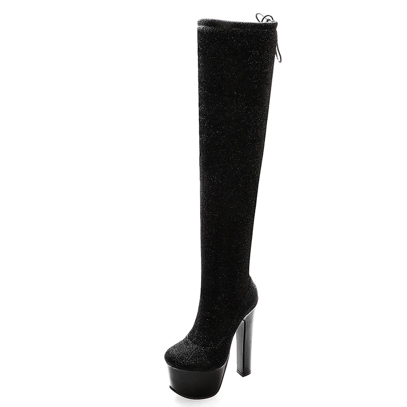 Bota Over The Knee Salto Alto Glitter